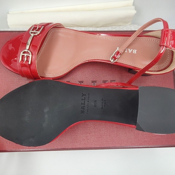 bally cloto calf patent leather women shoes sandals lipstick bnwt - Picture 9 of 12
